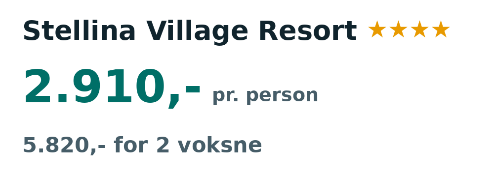 Prisoversigt fra København: 10. - 17. apr 27, 7 nætter, 2.910,- pr. person