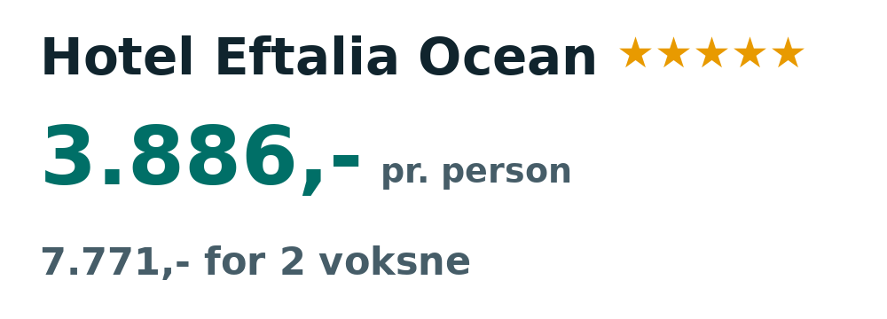 Prisoversigt fra København: 26. nov - 3. dec 26, 7 nætter, 3.886,- pr. person