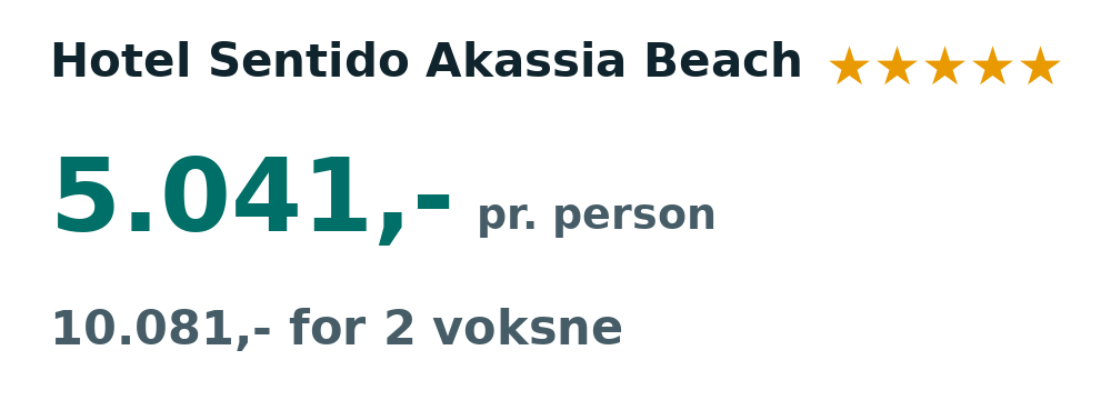 Prisoversigt fra København: 21. - 28. jan 27, 7 nætter, 5.041,- pr. person