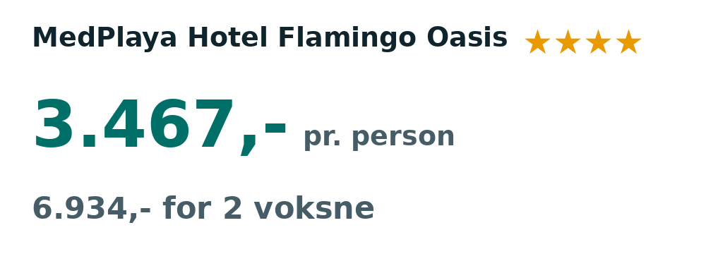 Prisoversigt fra København: 15. - 22. jan 27, 7 nætter, 3.467,- pr. person