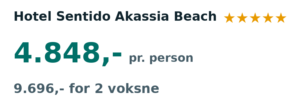 Prisoversigt fra København: 21. - 28. jan 27, 7 nætter, 4.848,- pr. person