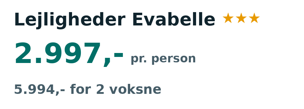 Prisoversigt fra København: 24. apr - 1. maj 27, 7 nætter, 2.997,- pr. person
