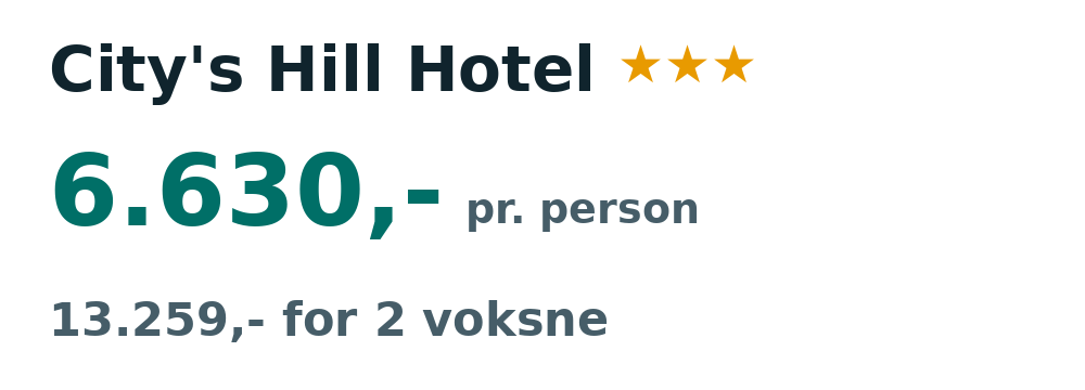 Prisoversigt fra Billund: 1. - 15. maj 27, 14 nætter, 6.630,- pr. person