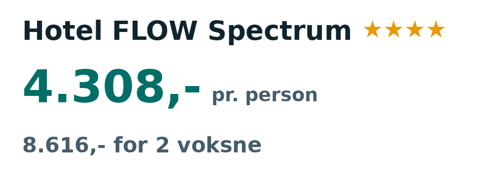 Prisoversigt fra København: 3. - 10. dec 26, 7 nætter, 4.308,- pr. person