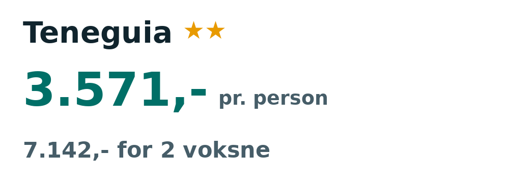 Prisoversigt fra København: 29. nov - 13. dec 26, 14 nætter, 3.571,- pr. person