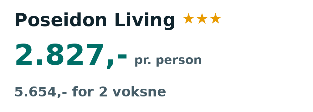 Prisoversigt fra København: 8. - 15. jan 27, 7 nætter, 2.827,- pr. person