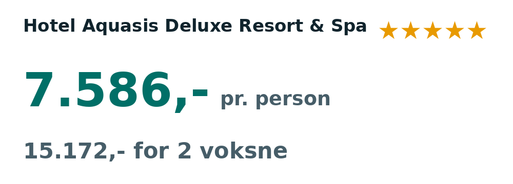 Prisoversigt fra Billund: 1. - 8. maj 27, 7 nætter, 7.586,- pr. person